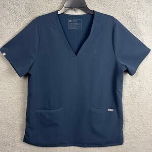 Figs Catarina Scrub Top Navy Blue Size XL (FLAW) Healthcare Nursing Medical